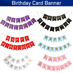 Happy Birthday Paper Banner - Birthday Multicolor, Black, Red, Light Blue, Pink And White Paper Birthday Banner for Birthday Decoration - (Pack of 1 Pcs)