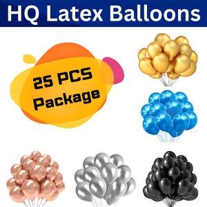 Latex Metallic Balloons For Anniversary, Birthday, Baby Shower, Valentine Day Party, Home, Restaurants and Showroom Decoration- (Pack of 25 Pcs)