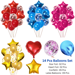 Party Balloons Combo for For Anniversary, Birthday, Baby Shower, Valentine Day Party, Home, Restaurants and Showroom Decoration- (Pack of 14 Pcs)