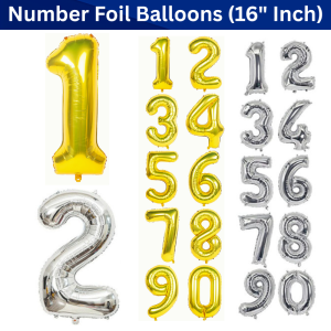 Number Foil Balloon (16” Inch) | Golden & Silver Number Foil Balloon for Birthday, Anniversary, Events and Party- (Pack of 1 Pcs)