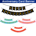 Happy Anniversary Paper Banner – Black, Red, Pink & Light Blue Color Banner for Anniversary Decoration - (Pack of 1 Pcs)