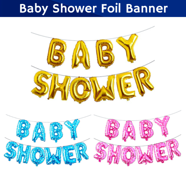 Baby Shower Golden & Multi Foil Banner Balloon for Party Decoration- (Pack of 1 Pcs)