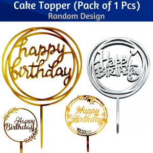 Happy Birthday Cake Topper | Golden & Silver Cake Topper for Cake Decoration- (Pack of 1 Pcs)