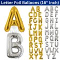 Letter Foil Balloon (16” Inch) | Golden & Silver Letter Foil Balloon for Birthday, Anniversary, Events and Party Decoration Items- (1 Pcs)