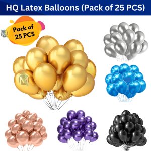 Latex Metallic Balloons For Anniversary, Birthday, Baby Shower, Valentine Day Party, Home, Restaurants and Showroom Decoration- (Pack of 25 Pcs)