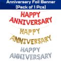 Happy Anniversary Foil Banner Balloons - Red, Golden And Silver Foil Banner for Anniversary Decoration - (Pack of 1 Pcs)
