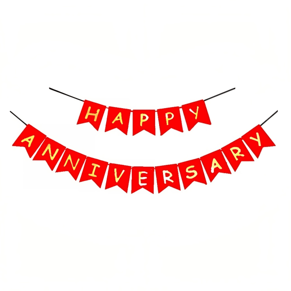 Happy Anniversary Paper Banner – Black & Red Color Banner for Anniversary Decoration - (Pack of 1 Pcs)