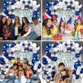 Purple Color Birthday Decoration Combo Pack With Birthday Banners, Silver Foil Curtains, Metallic Balloons, Blue Confetti and Balloon Garland Arch Decorations Kit Full Package- (Pack of 48 Pcs)