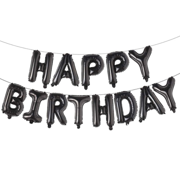 Happy Birthday Foil Banner Balloons - Birthday Multicolor, Black, Red, Golden, Silver, Blue And Pink Foil Birthday Banner for Birthday Decoration - (Pack of 1 Pcs)