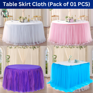 Table Skirt for Birthday Party, Wedding & Cake Table Decoration - Enhance Event Decor with Stylish Table Cover - (Pack of 1 Pcs)