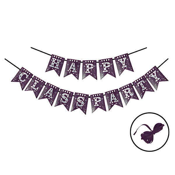 Happy Class Party Paper Banner - Red Color Banner for Class Decoration - (Pack of 1 Pcs)