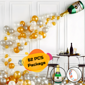 Champagne Bottle Foil Balloon Decoration Set With HQ Balloons & Both-Sided Tape – Perfect for Birthdays, Anniversaries, Weddings, and Bachelor Parties (Pack of 62 Pcs)