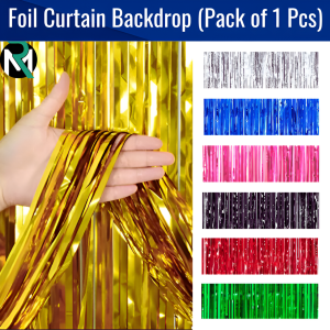 Foil Curtain Backdrop Golden, Silver, Blue, Red, Black & Pink Color For Party Decorations– (Pack of 1 Pcs)