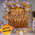 Anniversary Decoration Combo Pack With Banners, Backdrop Curtains, Metallic Balloons, Confetti, Arch & B.Tape Full Package- (Pack of 55 Pcs)