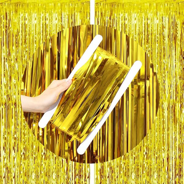 Foil Curtain Backdrop Golden, Silver, Blue, Red, Black & Pink Color For Party Decorations– (Pack of 1 Pcs)