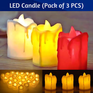 Smokeless LED Candle For Party Decoration- (Pack of 3 Pcs)