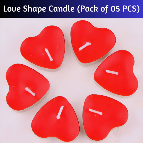 Heart Shaped Love Candles for Wedding, Birthday, Party, and Festival Decoration- (Pack of 05 Pcs)