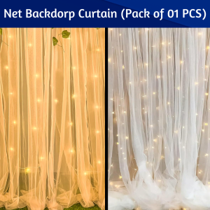 Net Curtain Backdrop/Tissue Fabric Background for Birthday, Anniversary & Party Decoration for kids, Boys and Girls- (Pack of 1 Pcs)