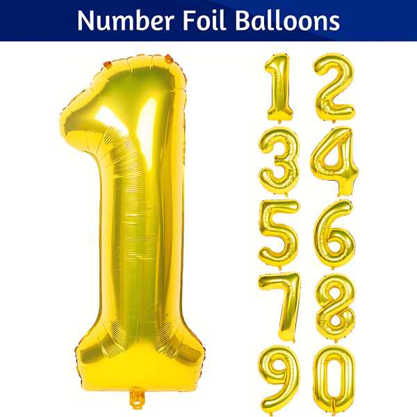Number Foil Balloon For Birthday, Anniversary, Events And Party Decoration Items- (Pack of 1 Pcs)
