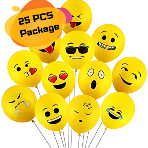 Printed Face Expression Party Balloons/Yellow Emoji Balloons For Anniversary, Birthday, Baby Shower, Valentine Day, Home, Restaurants and Showroom Decoration And Events Accessories- (Pack of 25 Pcs)