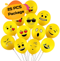 Printed Face Expression Party Balloons/Yellow Emoji Balloons For Anniversary, Birthday, Baby Shower, Valentine Day, Home, Restaurants and Showroom Decoration And Events Accessories- (Pack of 25 Pcs)