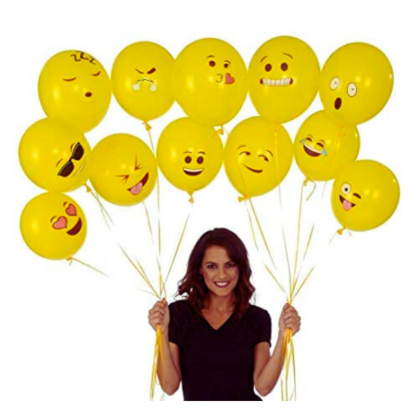 Printed Face Expression Party Balloons/Yellow Emoji Balloons For Anniversary, Birthday, Baby Shower, Valentine Day, Home, Restaurants and Showroom Decoration And Events Accessories- (Pack of 25 Pcs)
