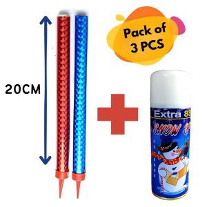 Party Combo Kit - Party Snow Spray, Sparkling Candle Package for Party Celebration- (Pack of 03 Pcs)