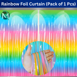 Rainbow Foil Curtain Backdrop for Birthday, Anniversary, Welcome Home & Baby Shower Party Decorations– (Pack of 1 Pcs)