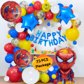 Spider-Man Theme Birthday Decoration Combo Pack –Birthday Foil Banner, HQ Balloons, Confetti, Spiderman Balloons Full Package- (Pack of 73 Pcs)