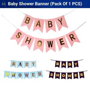 Baby Shower Card Banner - Black, Pink and Light Blue Card Banner for Baby Shower Decoration - (Pack of 1 Pcs)