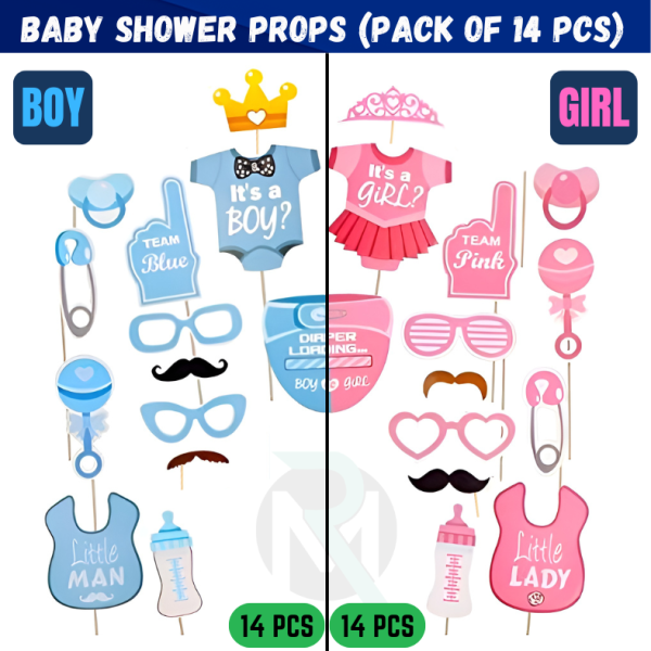 Baby Shower Photoshoot Props– Fun & Stylish Props for Mom-to-Be & Maternity Shoot- (Pack of 14 Pcs)