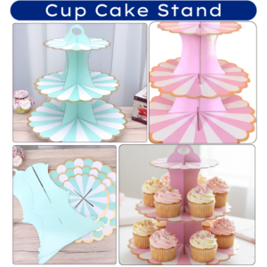 3-Tier Cardboard Dessert & Cupcake Stand – Perfect for Birthdays, Weddings & Parties- (Pack of 1 Set)