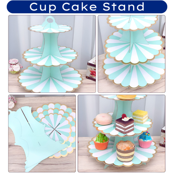3-Tier Cardboard Dessert & Cupcake Stand – Perfect for Birthdays, Weddings & Parties- (Pack of 1 Set)