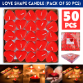 50 Pcs Love Candle/Heart Shape Candle/Red Love Cande for Wedding, Birthday, Party, and Anniversary Decoration- (Pack of 50 Pcs)