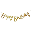 Happy Birthday Metallic Cursive Banner/Script/Italic Letter Banner for Birthday Decoration - (Pack of 1 Pcs)