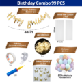 Rainbow Theme Birthday Decoration Combo Pack- Cursive Banner, Net Curtains, Pastel Balloon, 3D Paper Butterfly, Fairy Light with Decoration Kit Full Package- (Pack of 99 Pcs)