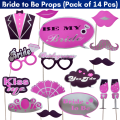 Bride To Be Photo Props - Ideal for Bridal Shower, Bachelorette, Wedding & Engagement Party Photo-shoots - (Pack of 14 Pcs)