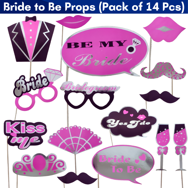 1 Bride to Be Photo Props Bride To Be Photo Props - Ideal for Bridal Shower, Bachelorette, Wedding & Engagement Party Photo-shoots - (Pack of 14 Pcs)