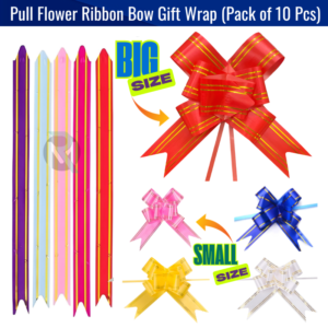Pull Flower Ribbon Bow Gift Wrap– Decorative Gift Wrap Ribbon for Birthday, Wedding & Party Decoration (Pack of 10 Pcs)