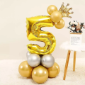 32” Inch Number Foil Balloon with Mini Crown for Birthday, Anniversary, Events and Party Decoration Items- (Pack of 12 Pcs)