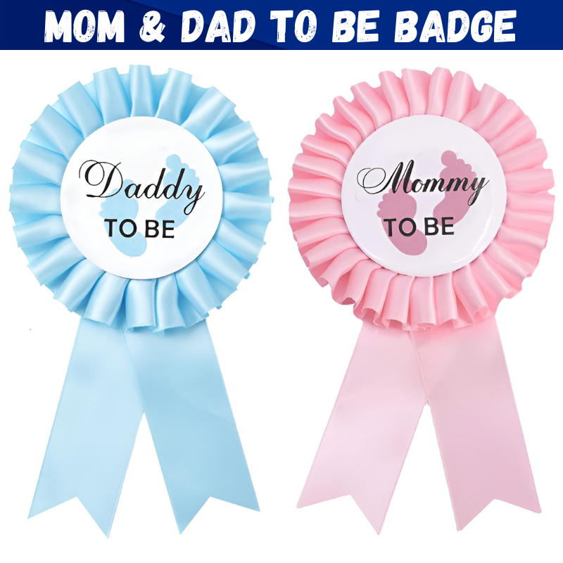 1 Mom & Dad To Be Badge Mom To Be & Dad To Be Baby Shower Badge Pin- Mom to Be & Dad to Be Baby Shower Sash Badge for Parties- (Pack of 1Pcs)