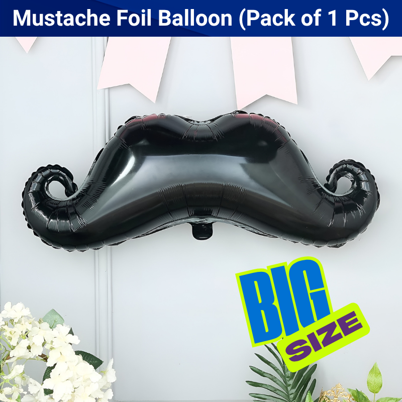 1 Mustache Foil Balloon Mustache Shape Foil Balloons for Birthday, Wedding, Graduation & Father’s Day & Man Theme Party Decor- (Pack of 1 Pcs)