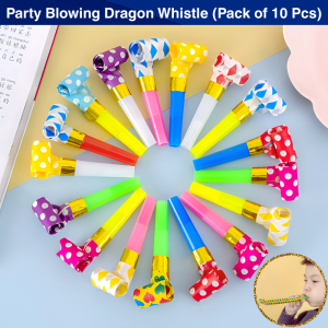 Party Blowing Dragon Whistle- Funny Colorful Party Blowers Horns Whistles for Kids Birthday Party- (Pack of 10 Pcs)