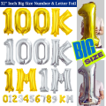 32” Inch Large Number & Letter Foil Balloon | Perfect Social Media Content Creation Photo Prop for YouTube, Facebook, Instagram & TikTok Milestone Party Celebrations (1 Pcs)