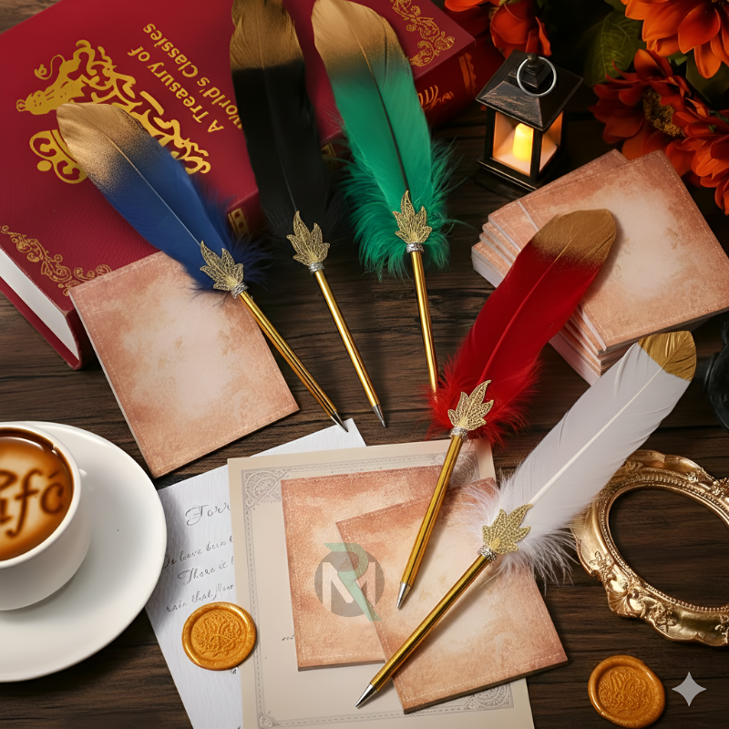 1 Feather Ballpoint Pen Feather Ballpoint Pen | Nature Feather Ballpen Retro Quill Design Pens for Wedding Signature, Bridal Signature, Writing, Gifting & More- (1 Pcs)