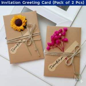 Premium Kraft Greeting Card– Handmade Invitation Greeting Card for Birthday, Wedding, Anniversary and Eid Festival (2 Pcs)