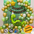 Premium Dinosaur Theme Birthday Decoration Set - All-in-One Package with HQ Balloon, Animal Foil, Manual Pump & Accessories for Jungle Theme Birthday Party- (Pack of 73 Pcs)