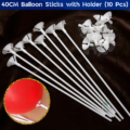 Premium Balloon Stick with Cups- Balloon Support Plastic Rods Sticks with Holders – Reusable Balloon Stand Holder for Air-Filled Balloons Decor- (10 Pcs)