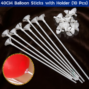 Premium Balloon Stick with Cups- Balloon Support Plastic Rods Sticks with Holders – Reusable Balloon Stand Holder for Air-Filled Balloons Decor- (10 Pcs)