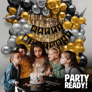 Happy Birthday Combo 66 PCS Birthday Decoration Package with Balloons Banner and Curtain